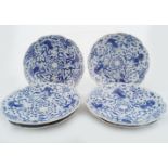 6 CHINESE QING BLUE & WHITE PLATES