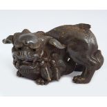 EARLY JAPANESE GLAZED POTTERY FOO DOG