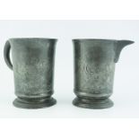 TWO LARGE 19TH-CENTURY PEWTER TANKARDS