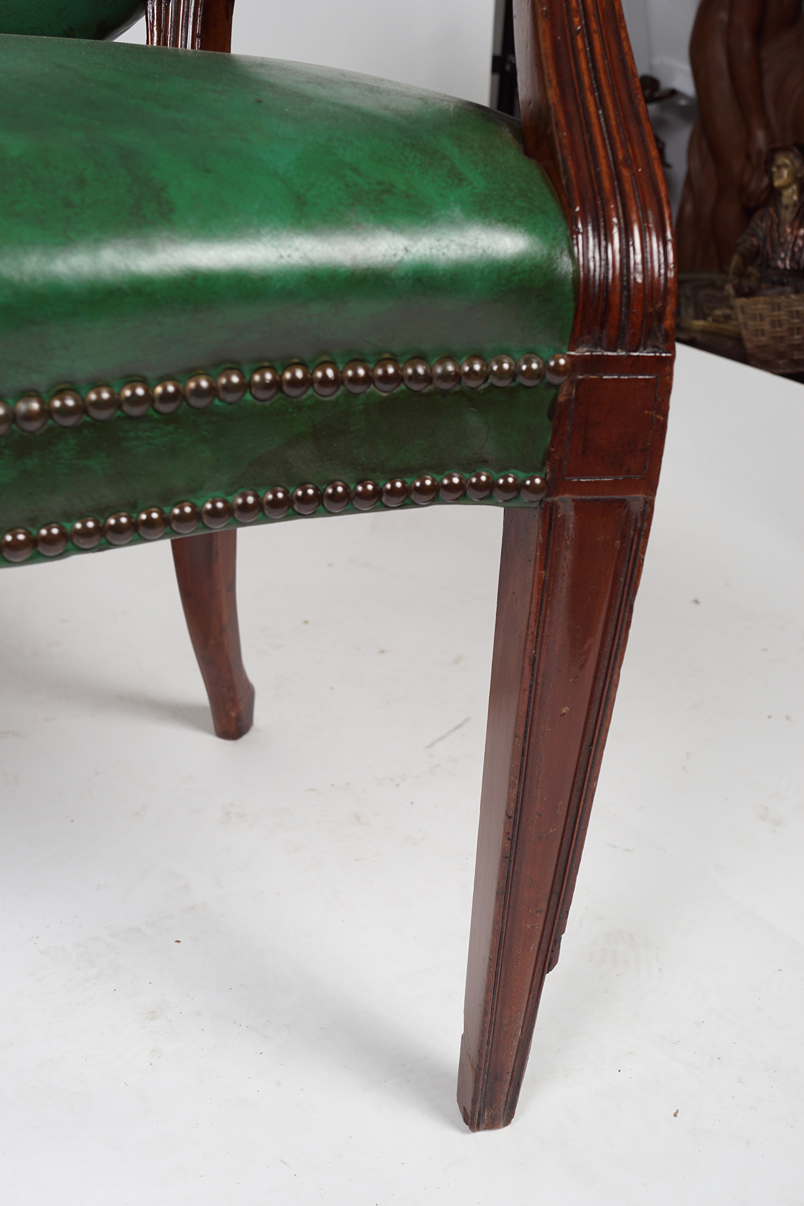 PAIR OF GEORGE III LEATHER LIBRARY ARMCHAIRS - Image 3 of 4