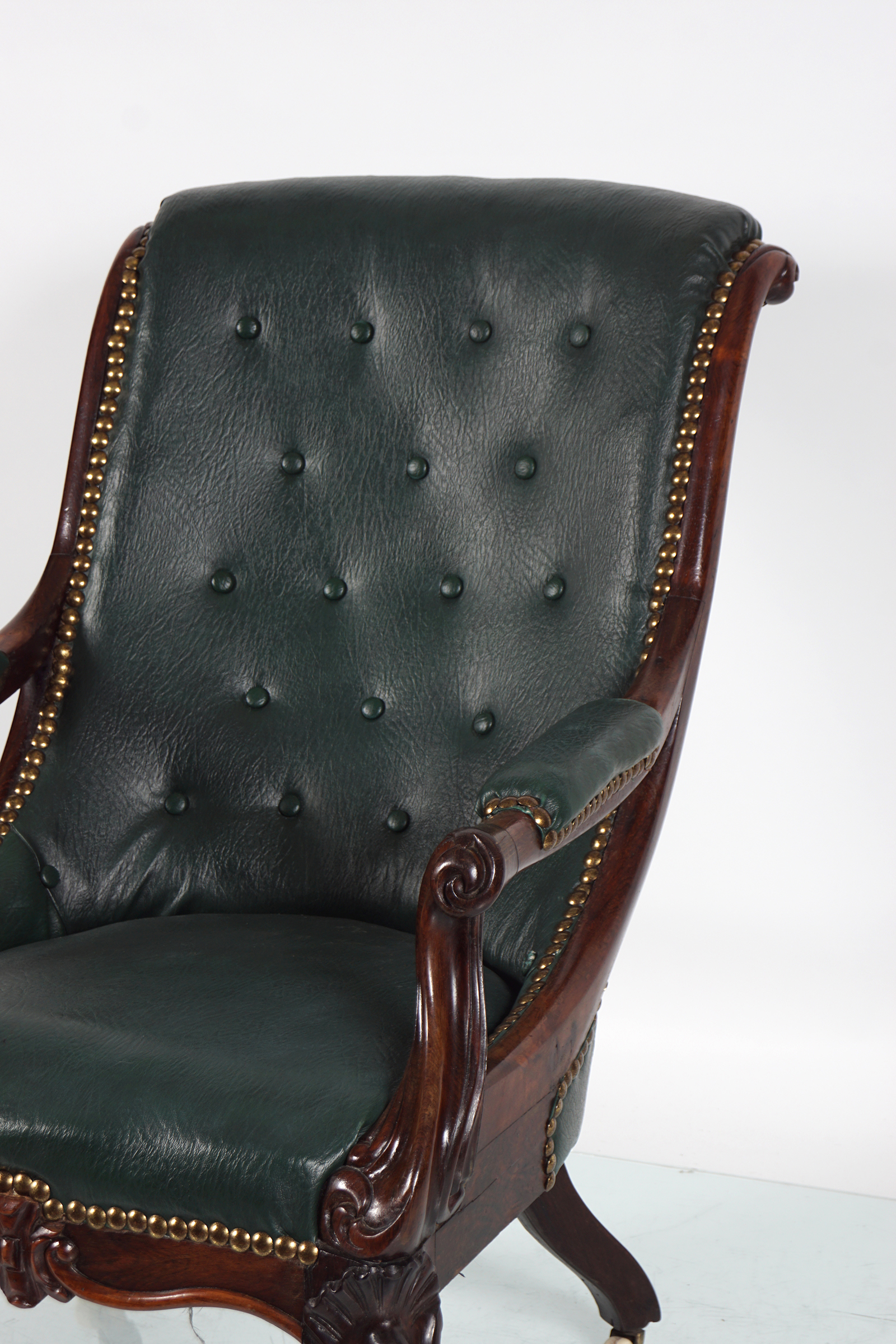 19TH-CENTURY HIDE & ROSEWOOD LIBRARY ARMCHAIR - Image 2 of 2