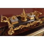 LOUIS XV STYLE ORMOLU AND MARBLE PEN AND INK STAND