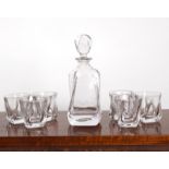 GLASS DECANTER WITH 6 MATCHING WHISKEY GLASSES