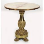 19TH-CENTURY BRASS & ALABASTER CENTRE TABLE