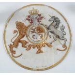 2 19TH-CENTURY PARCEL GILT ARMORIAL GLASS PANELS