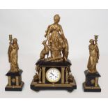 19TH-CENTURY FRENCH SLATE CLOCK GARNITURE