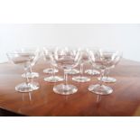 SET OF 10 ENGRAVED CHAMPAGNE SAUCERS