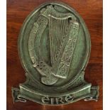 BRONZED EIRE PLAQUE WITH HARP