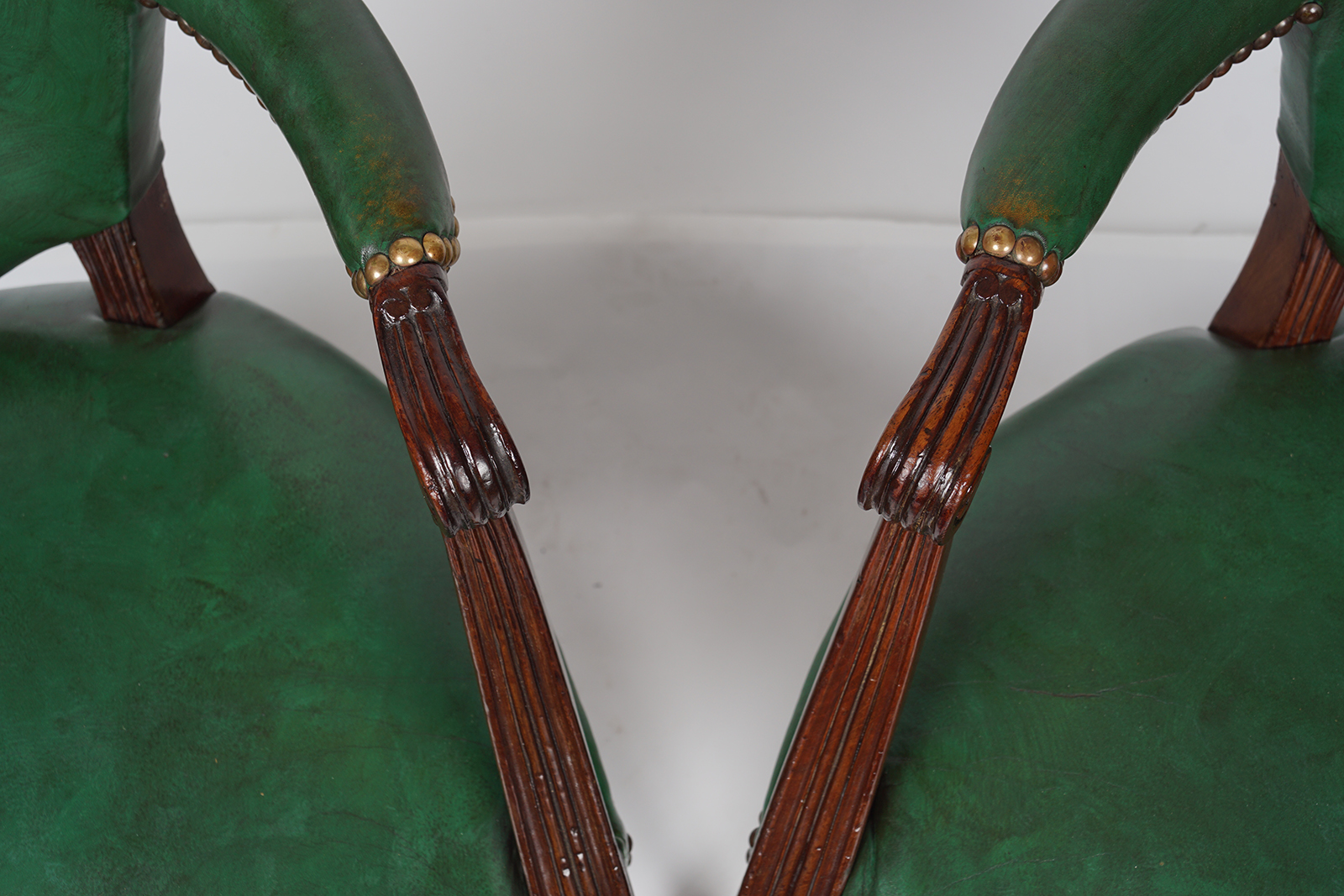 PAIR OF GEORGE III LEATHER LIBRARY ARMCHAIRS - Image 2 of 4