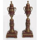 PAIR 19TH-CENTURY ROUGE ROYALE & ORMOLU URNS