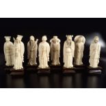 GROUP OF 8 CHINESE IVORY FIGURES