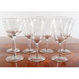 SET OF 6 19TH-CENTURY ENGRAVED WINE GLASSES