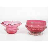 TWO 19TH-CENTURY CRANBERRY GLASS BOWLS