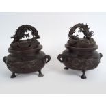 PAIR OF 19TH-CENTURY JAPANESE BRONZE CENSORS