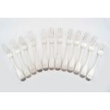 SET OF 12 RUSSIAN SILVER FORKS