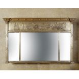 REGENCY PERIOD GILT FRAMED OVER MANTLE MIRROR