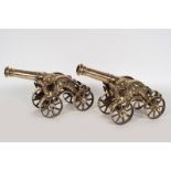 PAIR OF ORNATE BRASS CANNONS