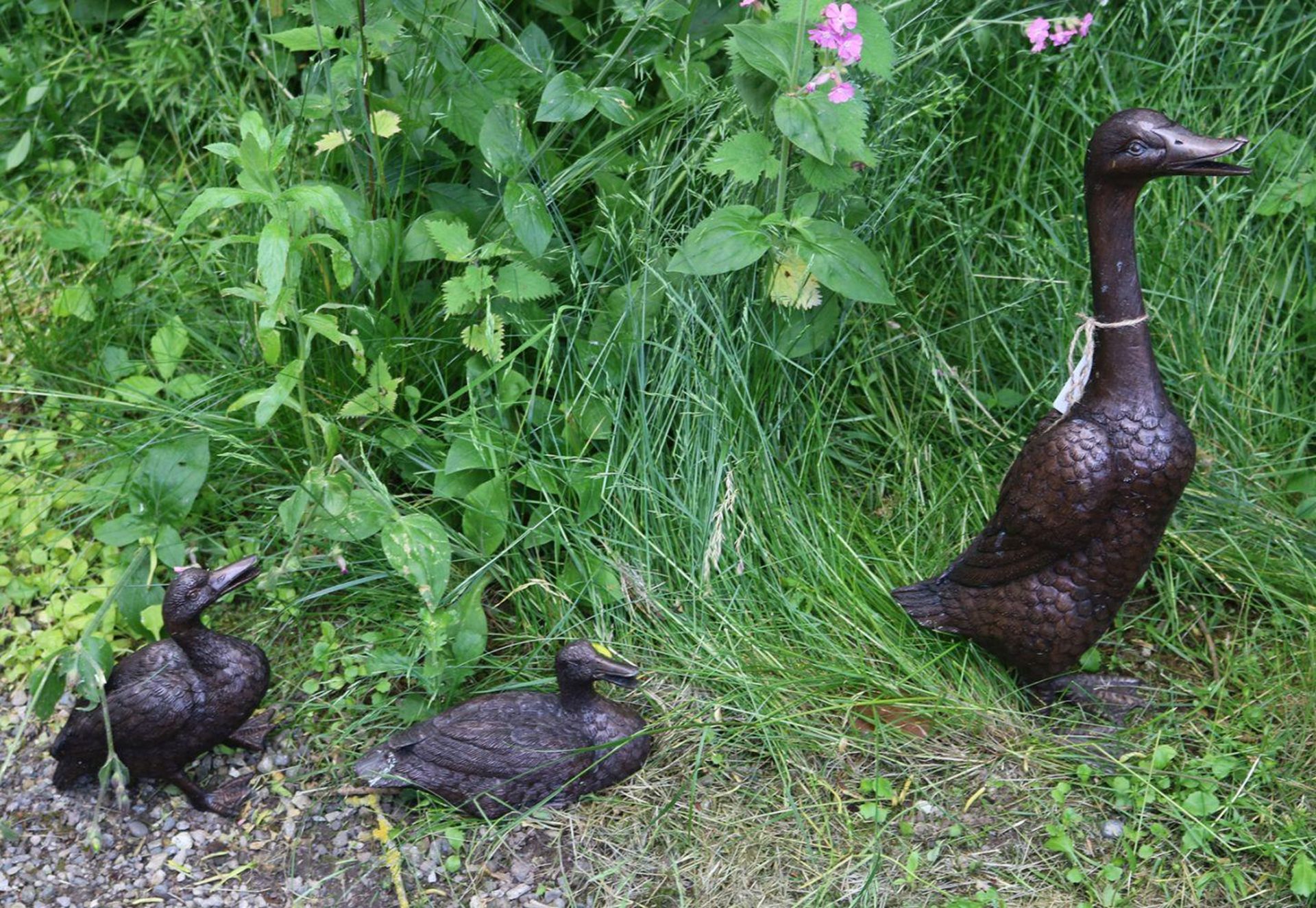 GROUP OF BRONZE GARDEN SCULPTURES