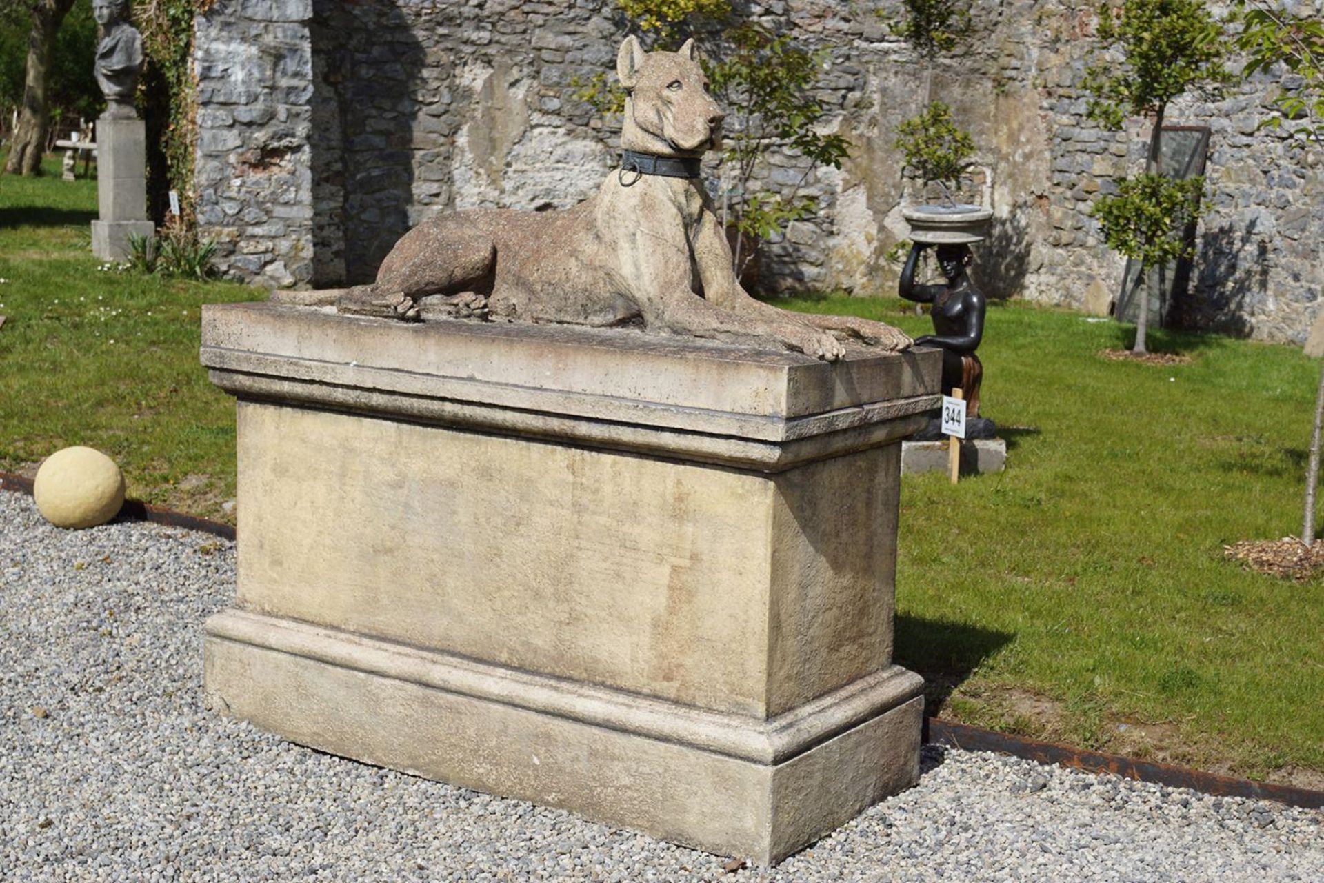 PAIR OF LARGE RECONSTITUTED STONE SCULPTURES - Image 2 of 4