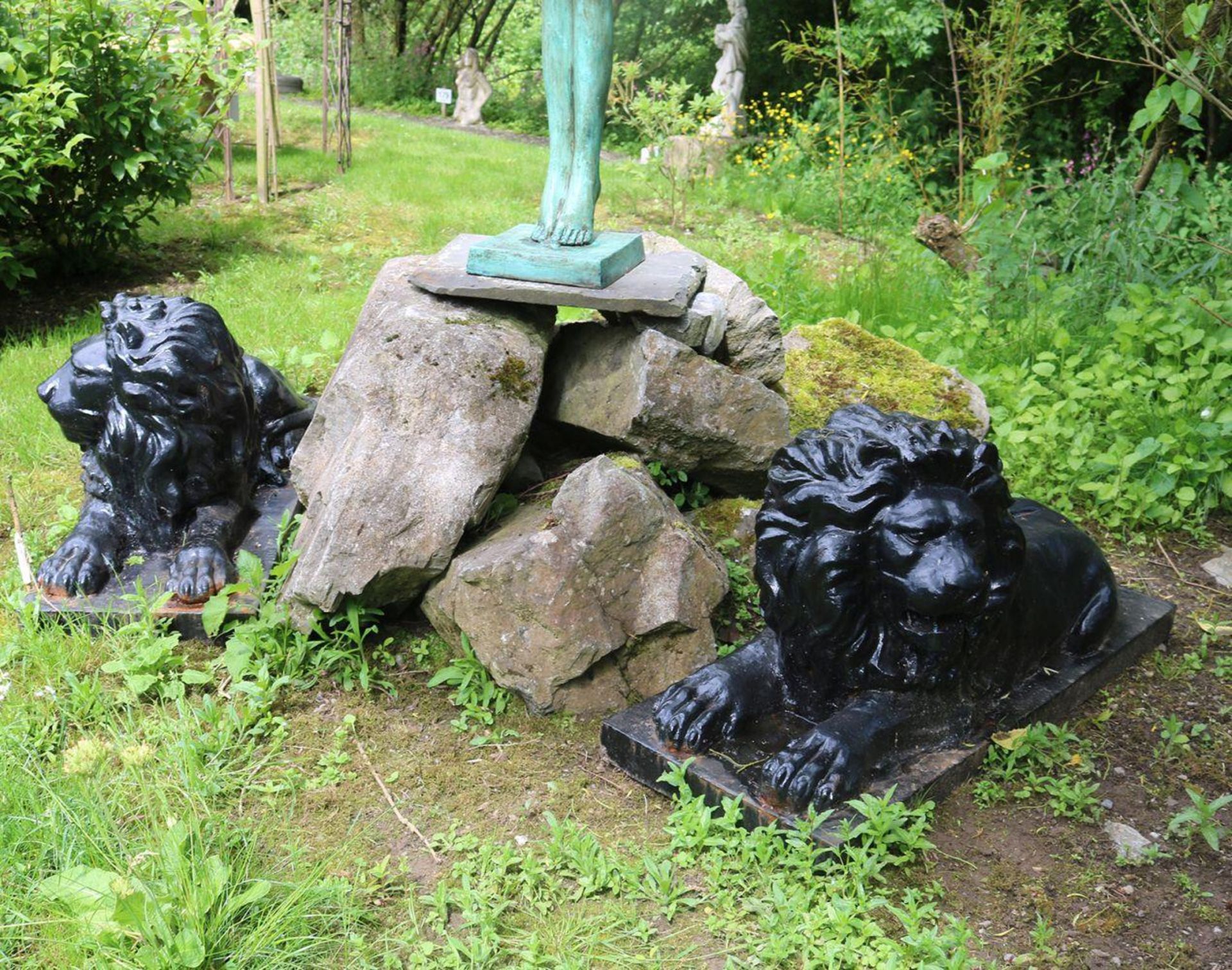 PAIR OF LARGE CAST IRON ESTATE LIONS