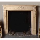 LOUIS XVI STYLE CREAM MARBLE CHIMNEY PIECE