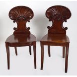 MATCHED PAIR OF WILLIAM IV MAHOGANY HALL CHAIRS