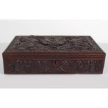 CHINESE QING ARMORIAL HARDWOOD BOX AND COVER