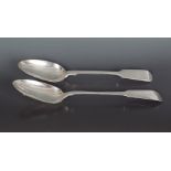 2 CRESTED SILVER SERVING SPOONS