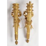 PAIR OF LARGE GILT BRONZE WALL LIGHTS