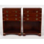 PAIR OF CAMPAIGN STYLE BEDSIDE CHESTS