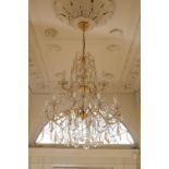 LARGE ORMOLU AND CRYSTAL CHANDELIER