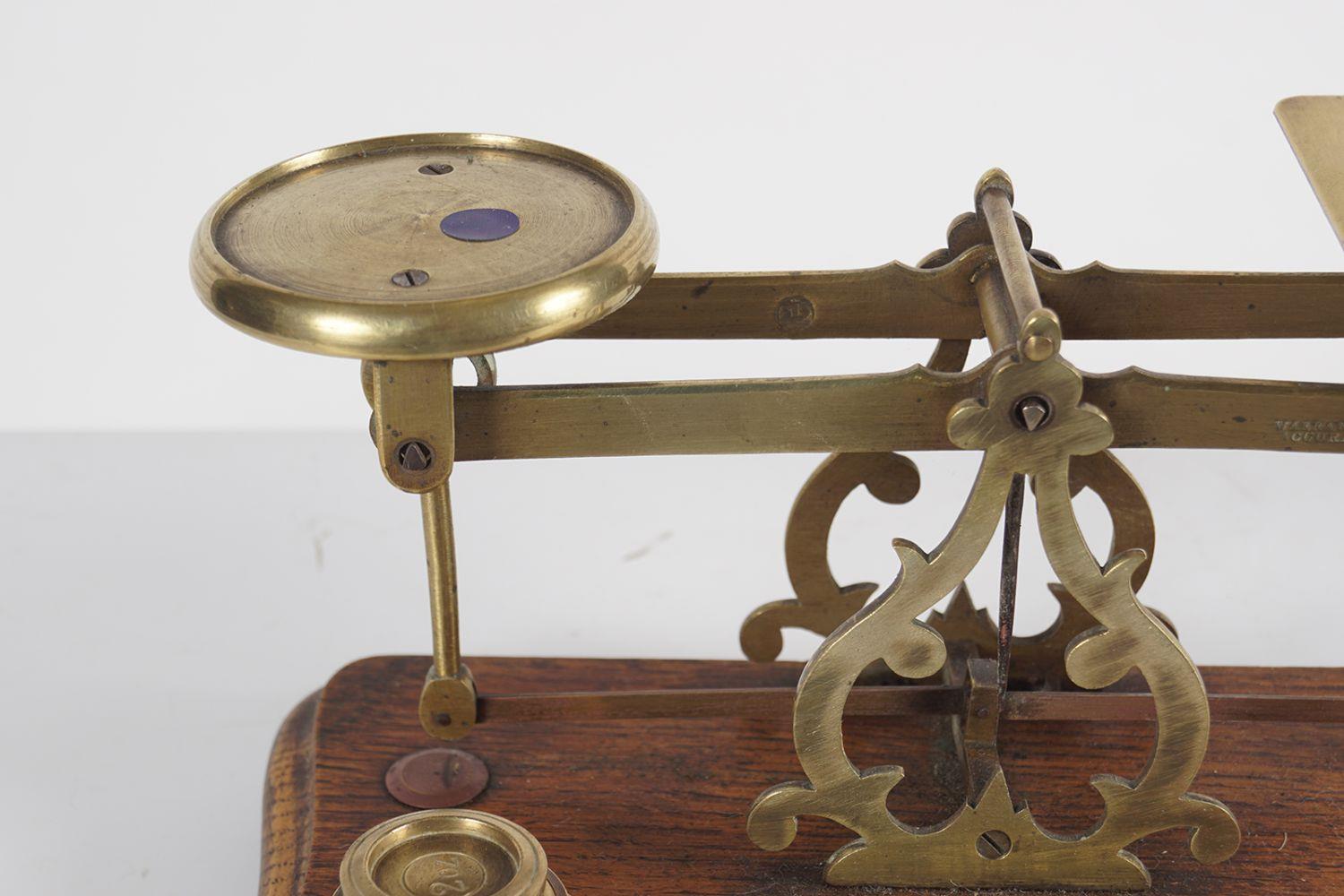 EDWARDIAN BRASS POSTAL SCALES - Image 3 of 3