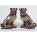 PAIR OF VICTORIAN CERAMIC PUGS