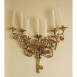 19TH-CENTURY BRASS WALL-MOUNTED CANDELABRA