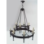 LARGE FORGED IRON CHANDELIER