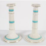 PAIR OF 2ND PERIOD BELLEEK CANDLESTICKS