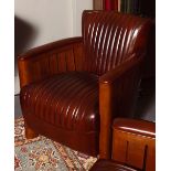 PAIR OF DESIGNER LEATHER CLUB CHAIRS