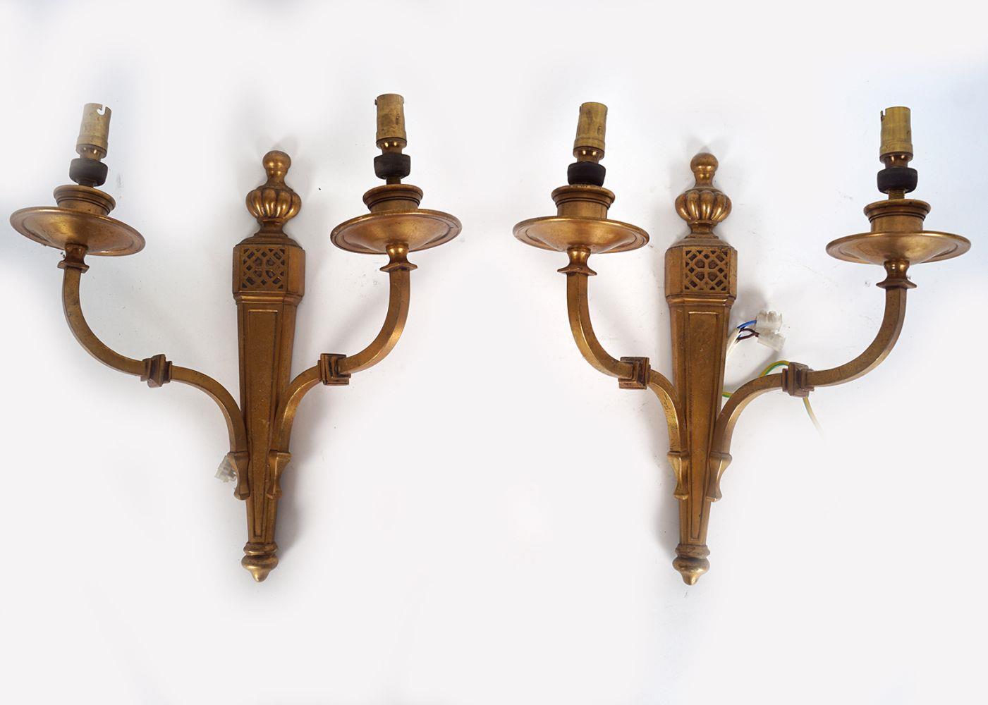 SET OF 4 EDWARDIAN BRASS WALL LIGHTS