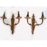 SET OF 4 EDWARDIAN BRASS WALL LIGHTS