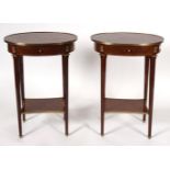 PAIR FRENCH 20TH-CENTURY WALNUT LAMP TABLES