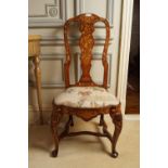 PAIR OF DUTCH MARQUETRY ARMORIAL CHAIRS