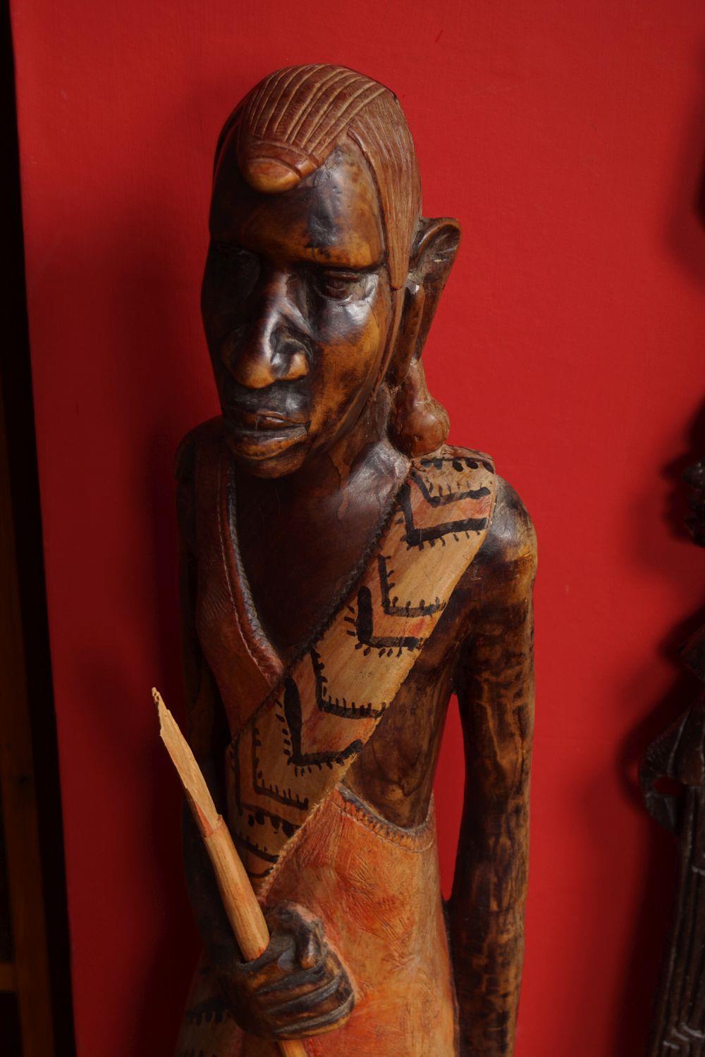 LARGE CARVED AFRICAN SCULPTURE - Image 2 of 2