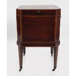 GEORGE III MAHOGANY & SATINWOOD WINE CELARETTE