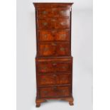 GEORGE III STYLE WALNUT CHEST-ON-CHEST