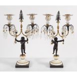 PAIR OF REGENCY BRONZE & ORMOLU CANDELABRAS