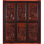 SET OF 6 CHINESE QING CARVED PANELS