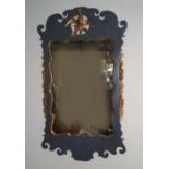 GEORGE II PERIOD PAINTED & PARCEL-GILT MIRROR