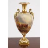 WORCESTER STINTON PARCEL-GILT VASE