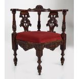 19TH-CENTURY CARVED WALNUT CORNER CHAIR