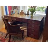 LARGE MAHOGANY CAMPAIGN STYLE WRITING DESK